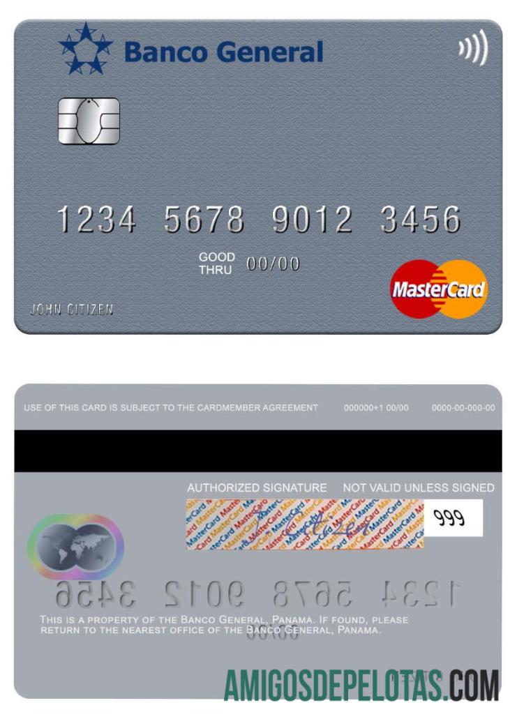 Panama Banco General Mastercard sample